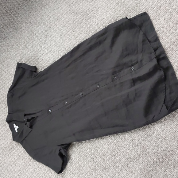 PRISTINE James Perse Black 100% Linen Short Sleeve Shirt Dress, Size L - Picture 3 of 9